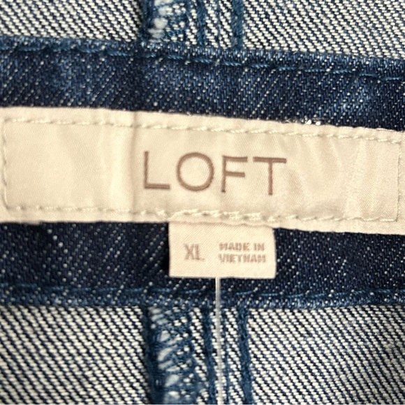 LOFT Denim Pocket Shift Dress Women’s Size XL Boho Western Rodeo Festival Cotton - Picture 8 of 11